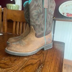 Women’s Turquoise and Brown Western Boots